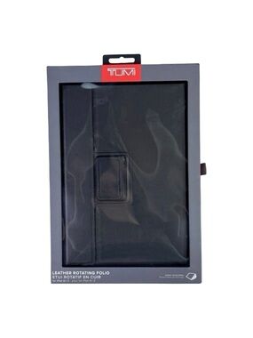 TUMI Rotating Folio Case - For iPad Air 2 - Black Leather - 12” x 7.8” x 0.9”